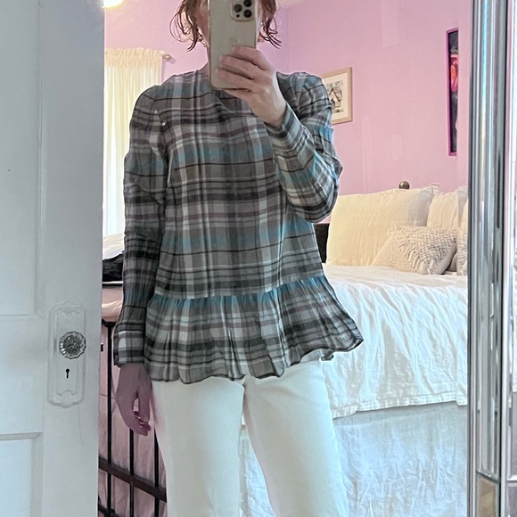 Suno plaid blouse with peplum - Picture 2 of 7